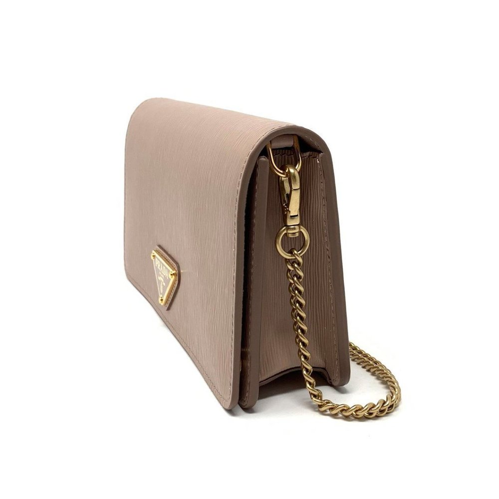 Prada Cipria Beige Vitello Move Leather Chain Wallet Crossbody - Picture 2 of 7